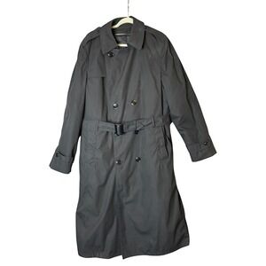 DSCP Garrison Collection Mens Trench Coat Black 40XL Double Breasted Belt Liner